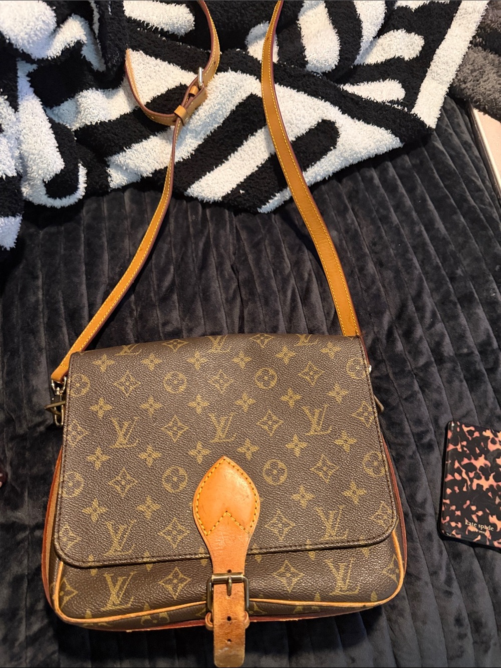 Louis Vuitton Monogram Canvas Crossbody with Tan Leather Trim vintage